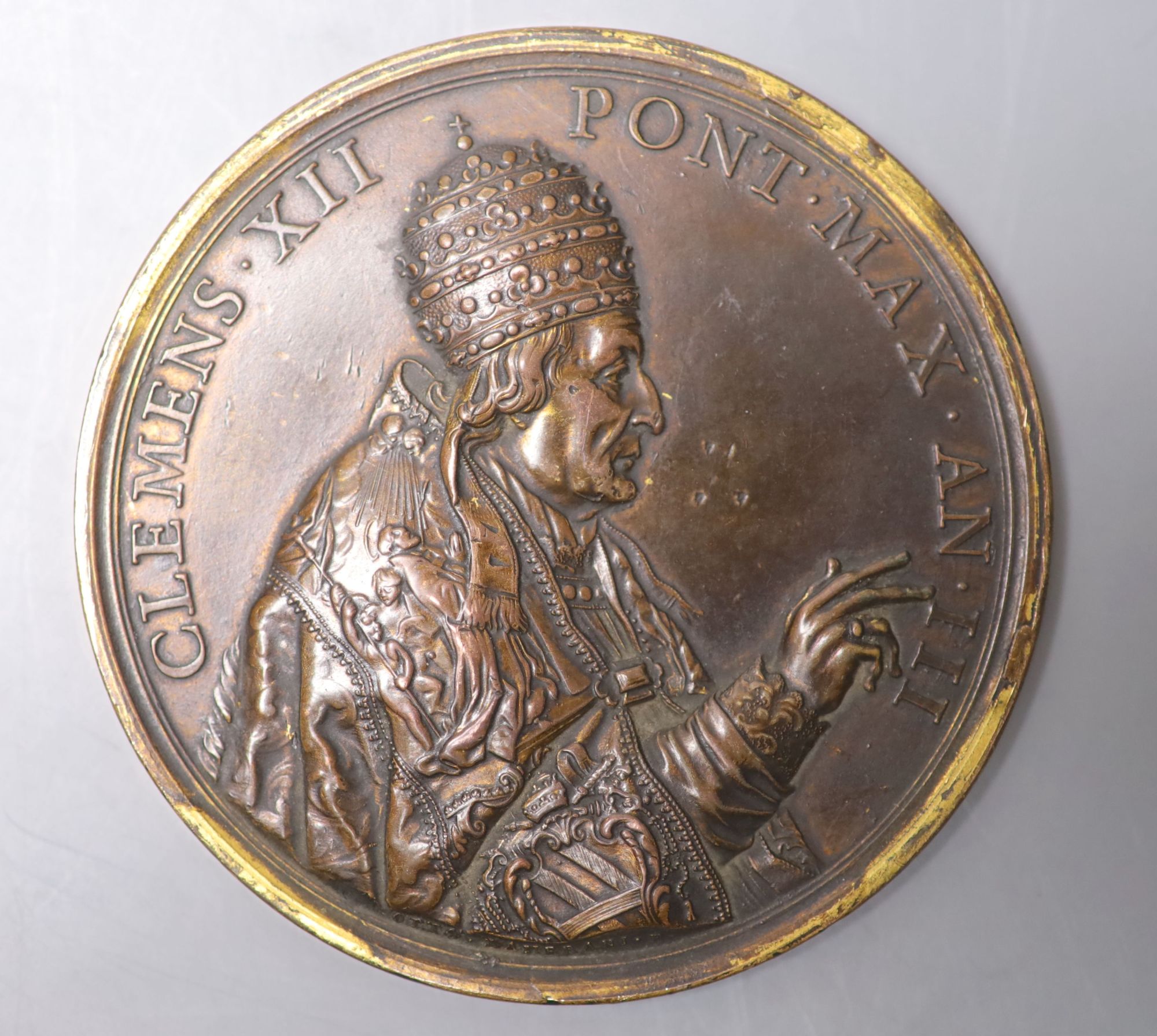 Clemens XII (1730-40), part gilded bronze medal, 1734,